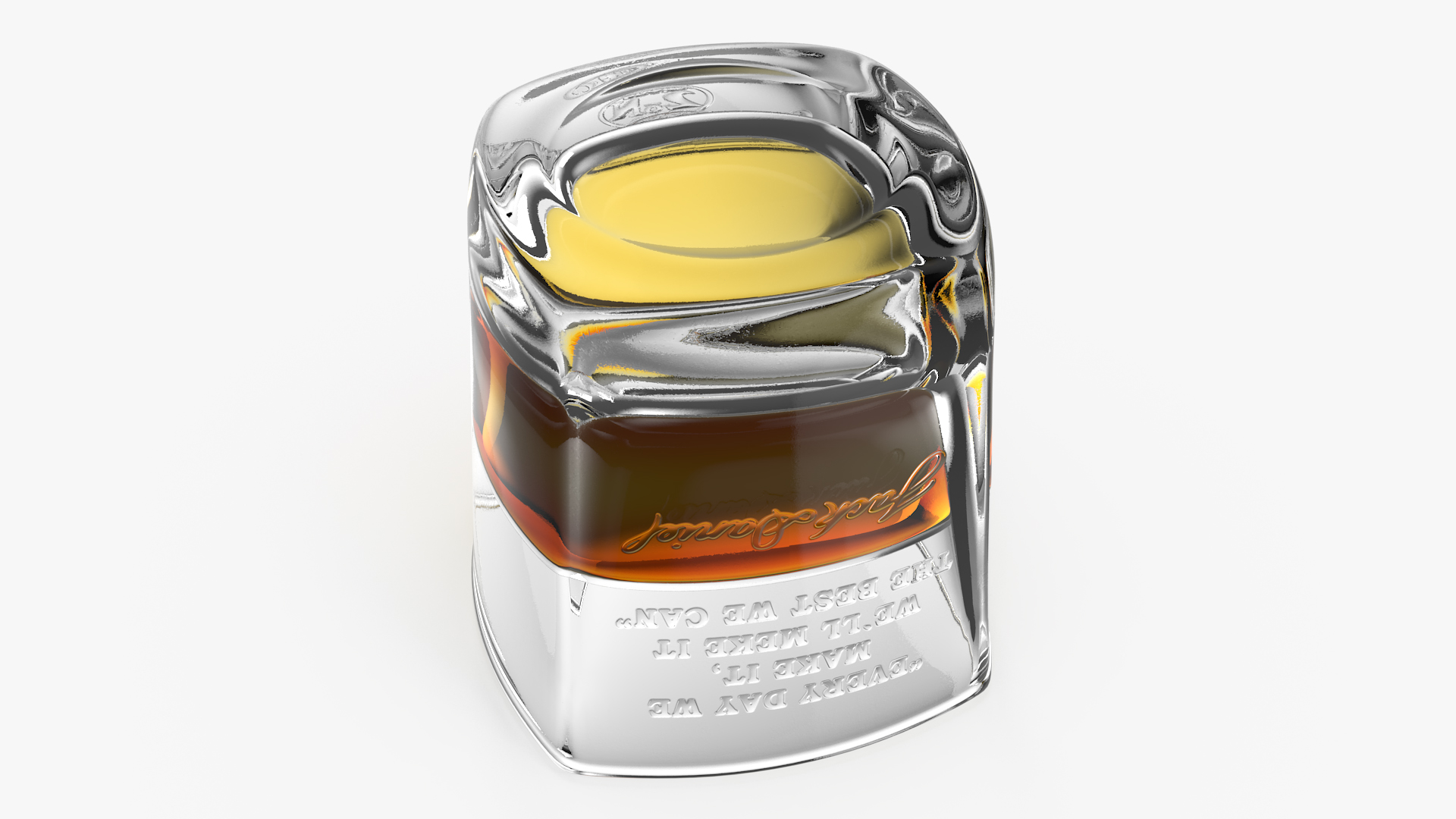 Jack Daniels Rocks Glass With Whiskey 3D