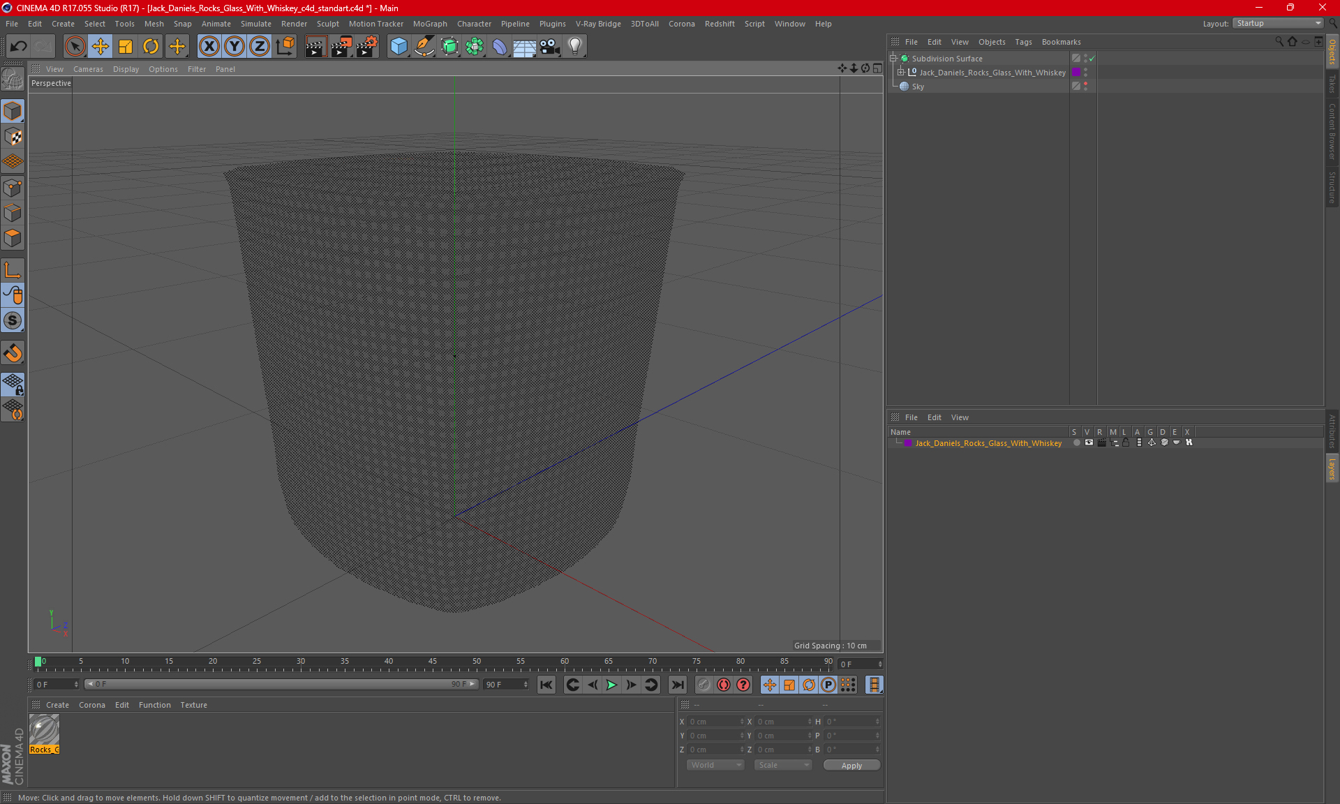 Jack Daniels Rocks Glass With Whiskey 3D