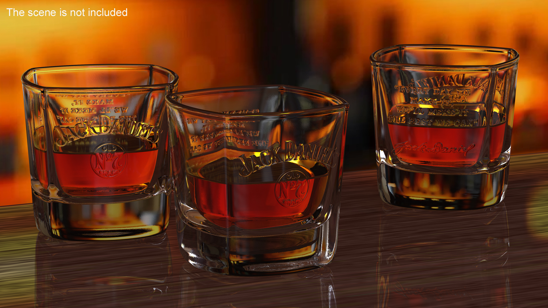 Jack Daniels Rocks Glass With Whiskey 3D