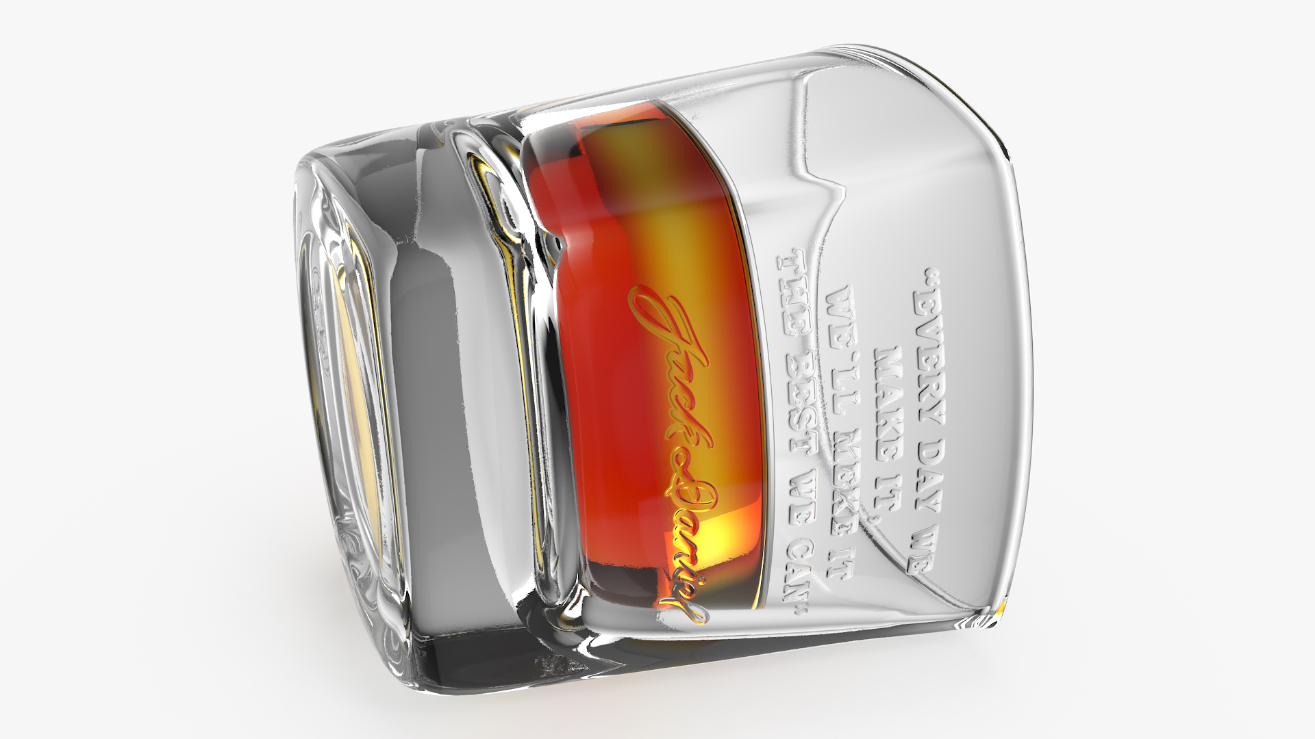 Jack Daniels Rocks Glass With Whiskey 3D
