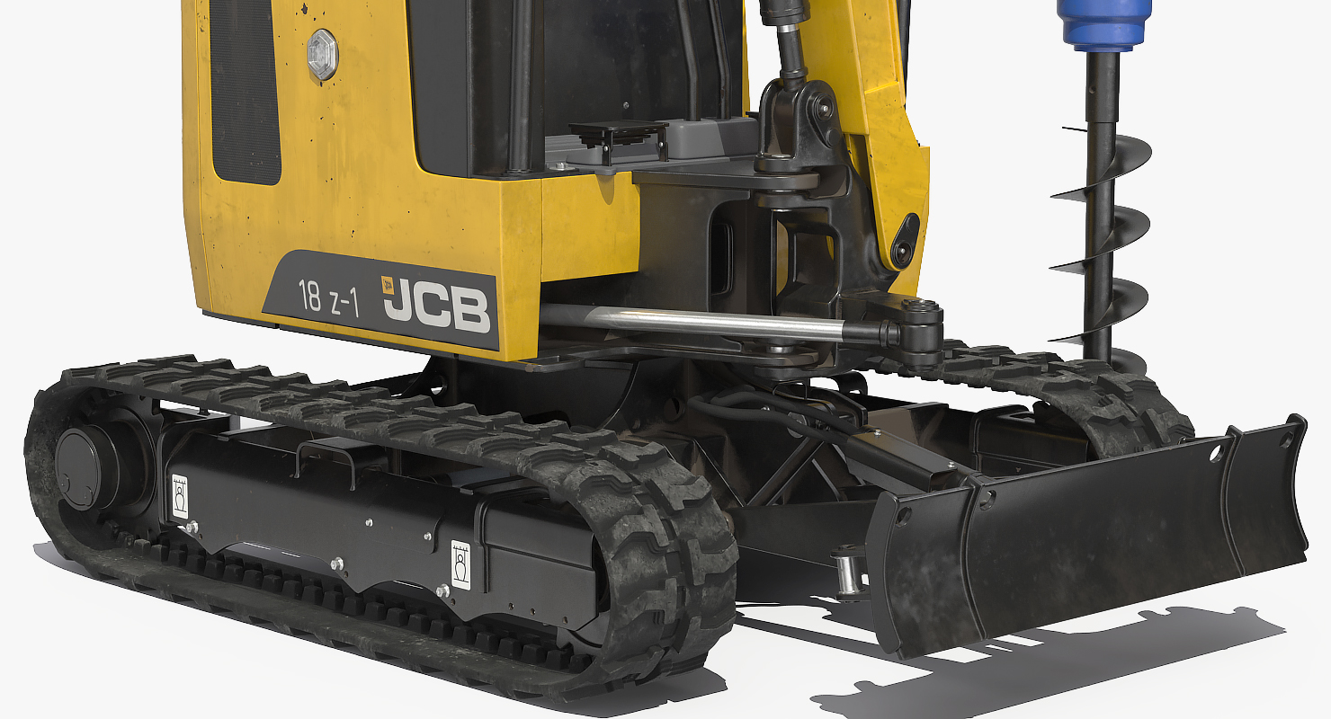 3D Tracked Mini Excavator JCB 18Z1 with Earth Drill Dirty Rigged