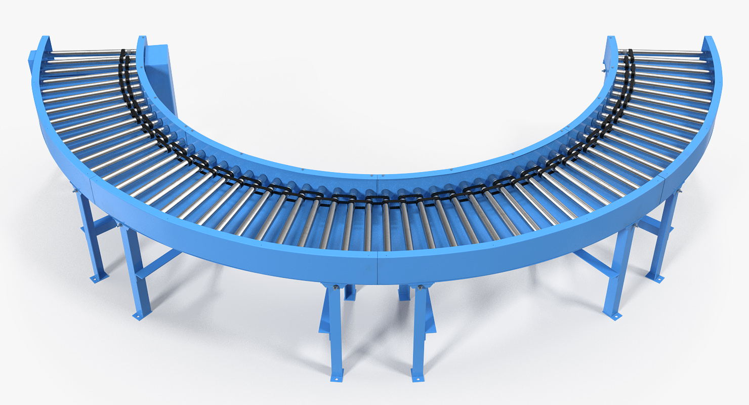 3D Powered Bend Roller Conveyor model