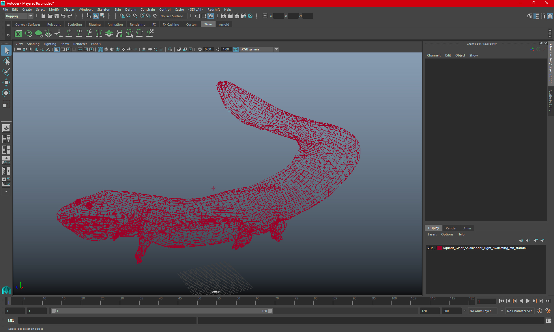 Aquatic Giant Salamander Light Swimming 3D model