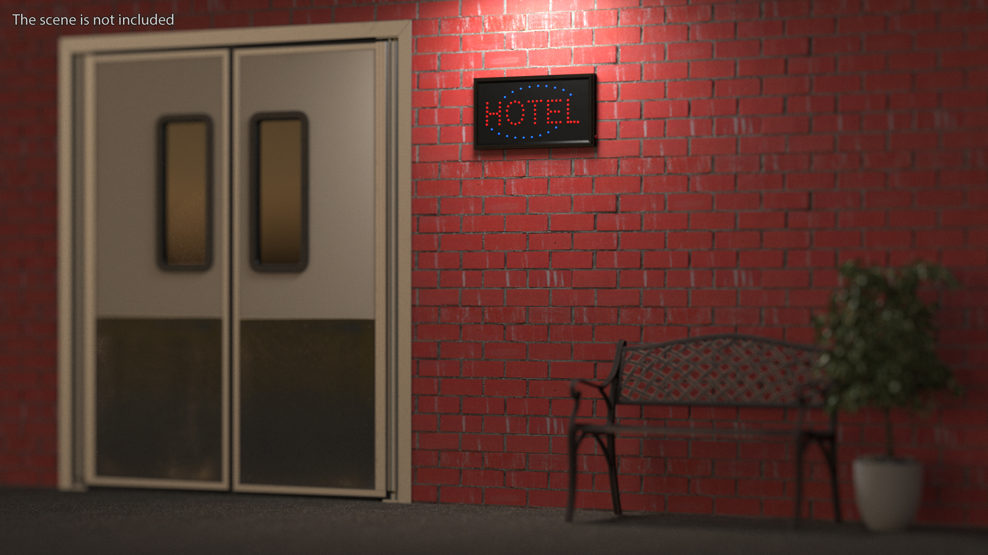 Hotel Neon LED Light Sign Board ON 3D model