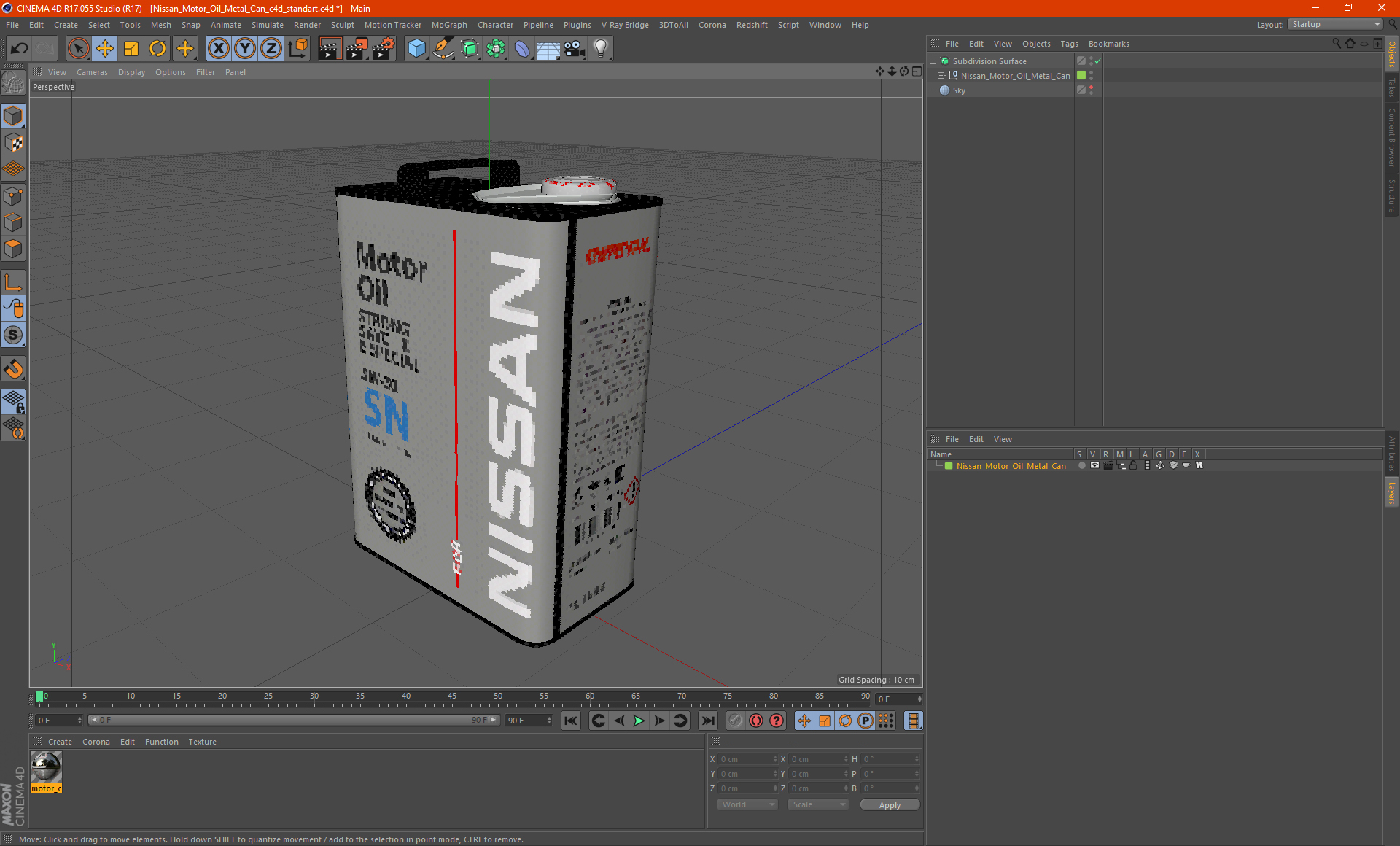 3D Nissan Motor Oil Metal Can