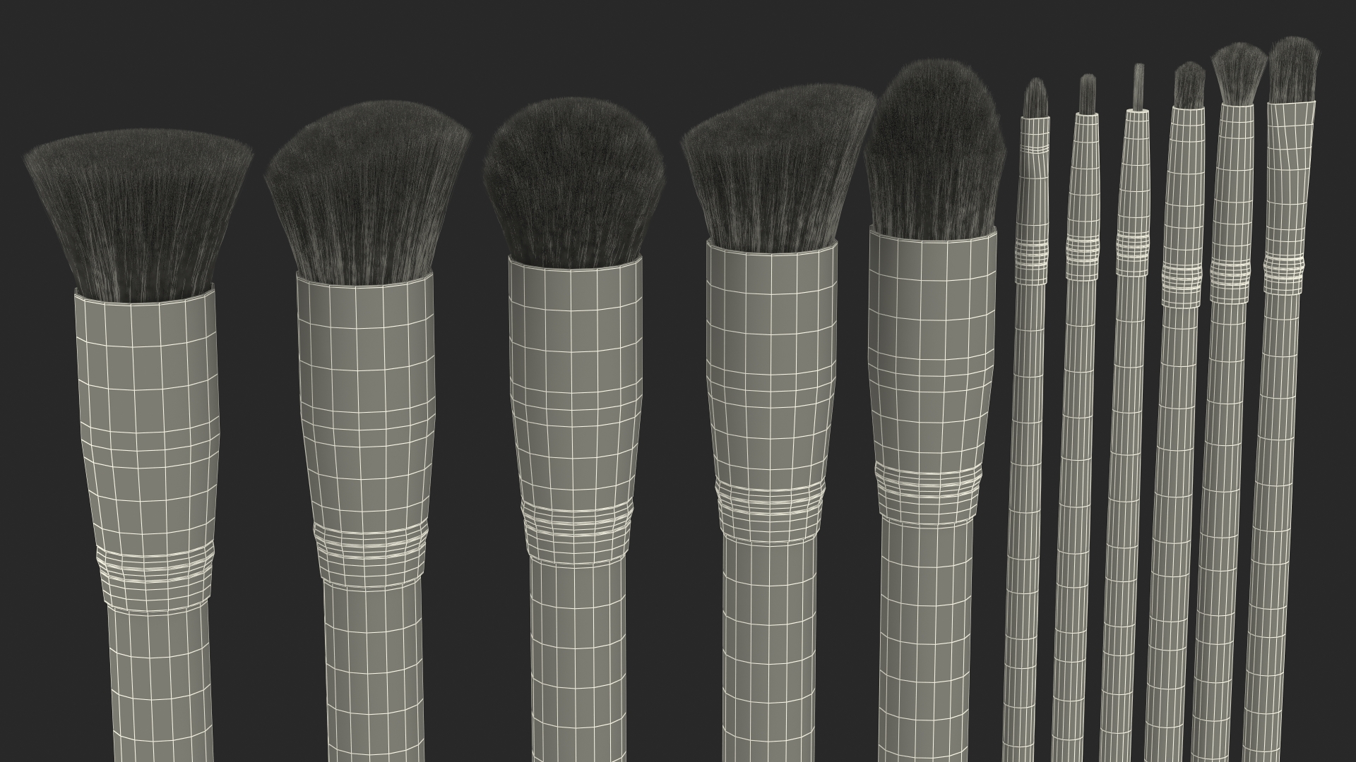 3D model Professional Makeup Brushes Set Fur