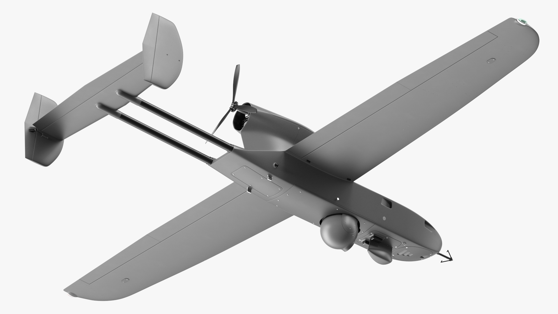 Fixed-wing Surveillance Drone Grey 3D model