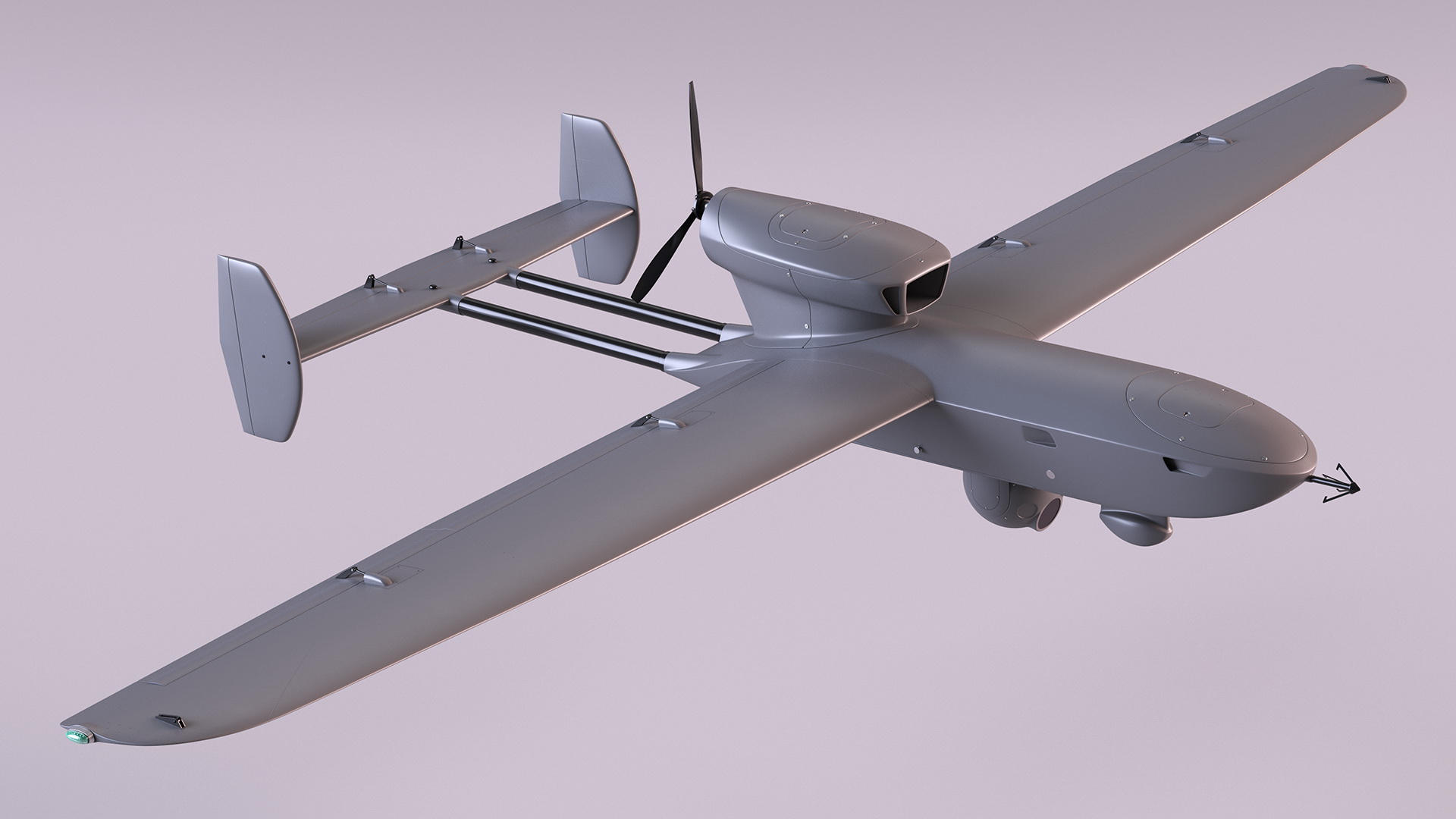 Fixed-wing Surveillance Drone Grey 3D model