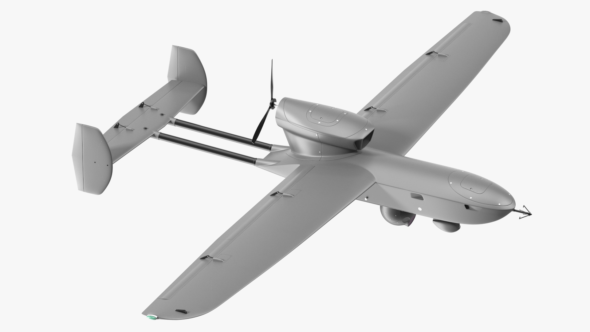 Fixed-wing Surveillance Drone Grey 3D model