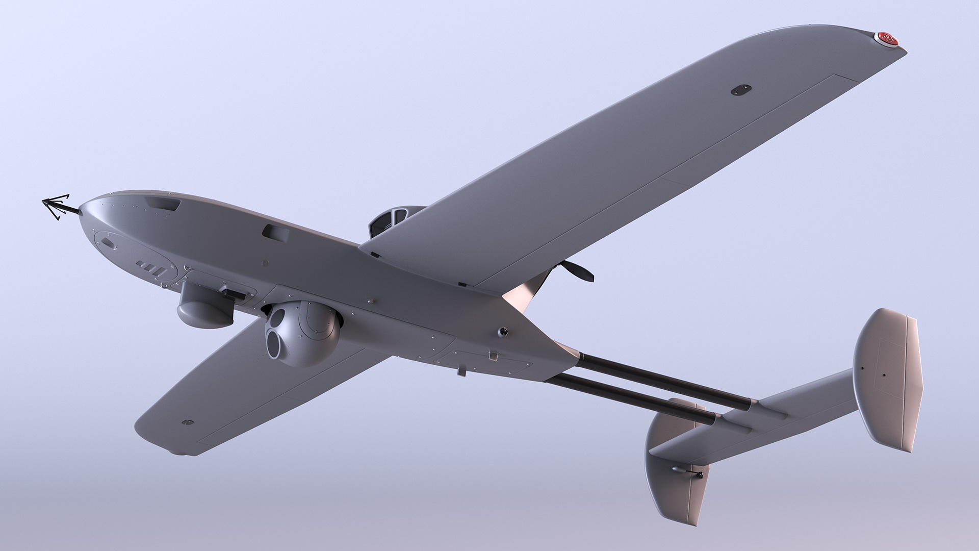 Fixed-wing Surveillance Drone Grey 3D model