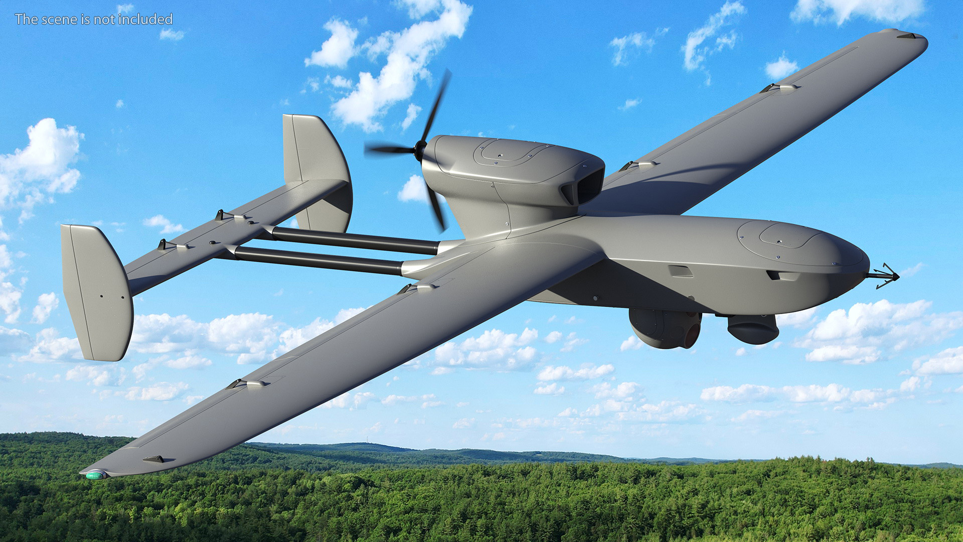 Fixed-wing Surveillance Drone Grey 3D model