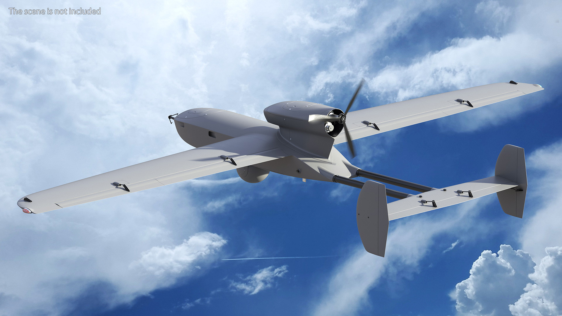 Fixed-wing Surveillance Drone Grey 3D model