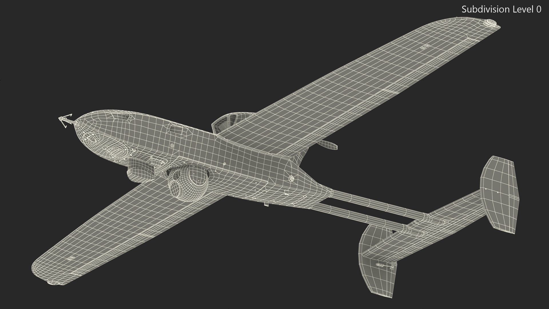 Fixed-wing Surveillance Drone Grey 3D model
