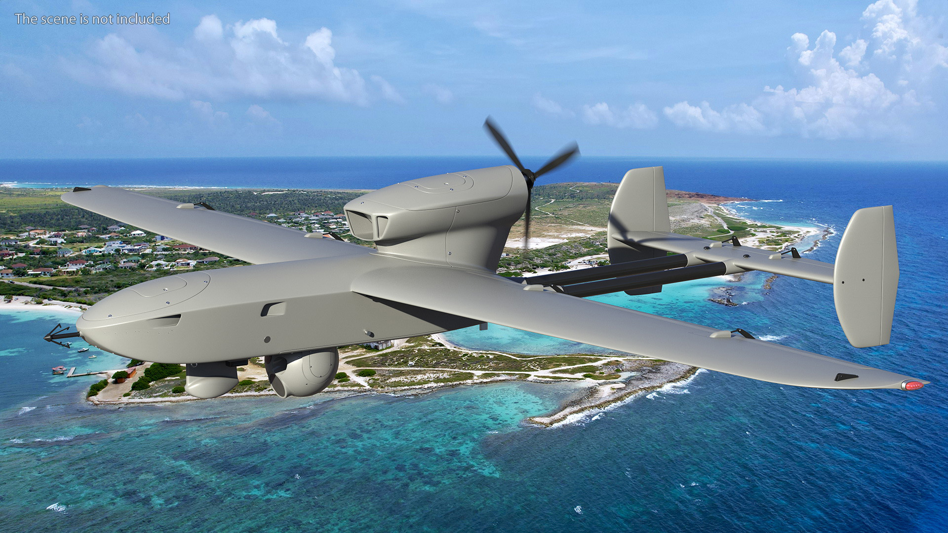 Fixed-wing Surveillance Drone Grey 3D model