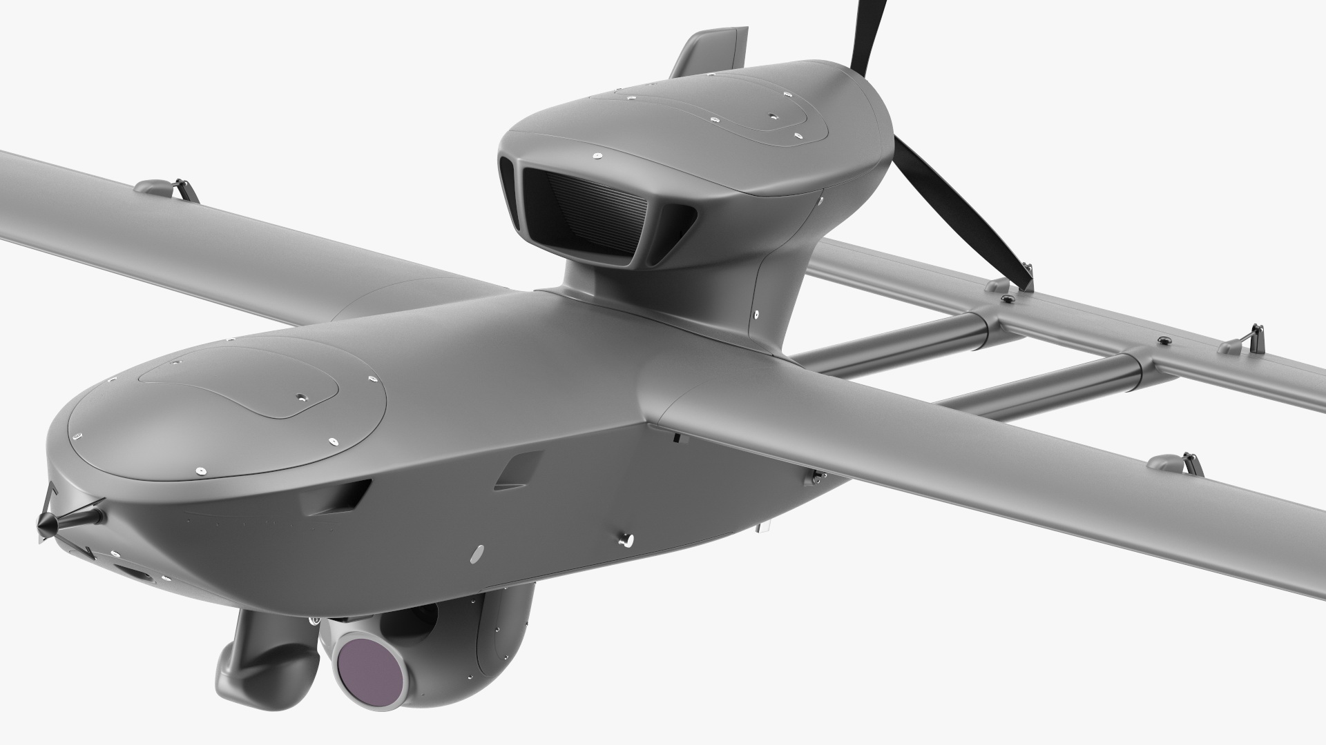 Fixed-wing Surveillance Drone Grey 3D model