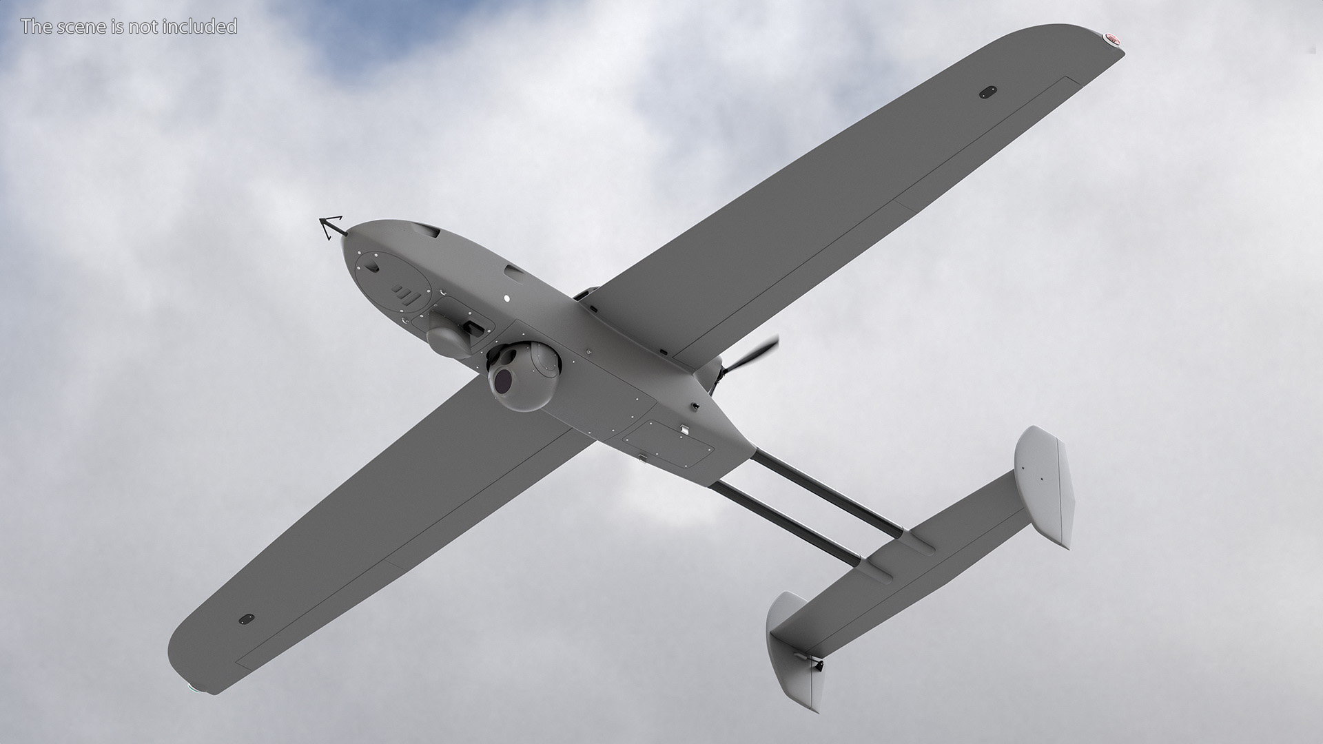 Fixed-wing Surveillance Drone Grey 3D model