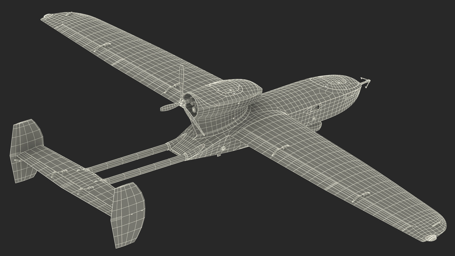 Fixed-wing Surveillance Drone Grey 3D model