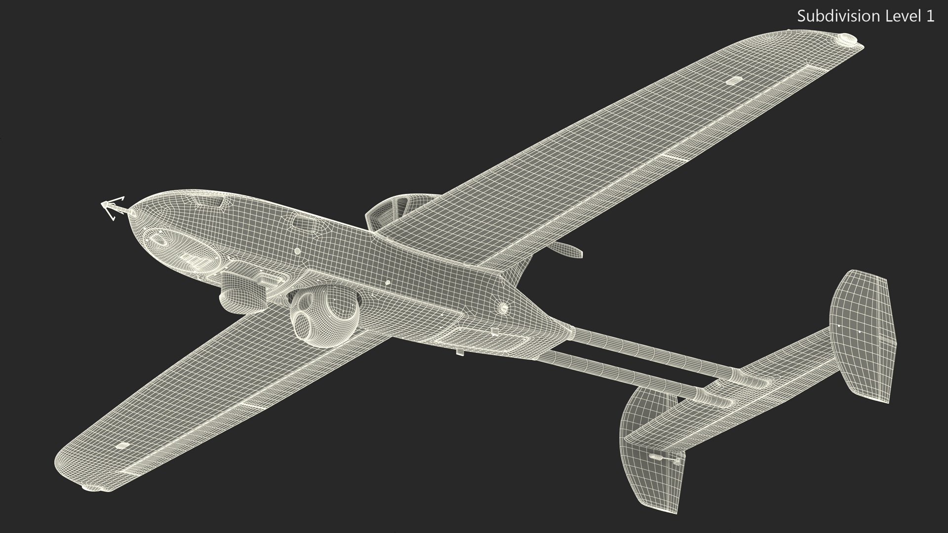 Fixed-wing Surveillance Drone Grey 3D model