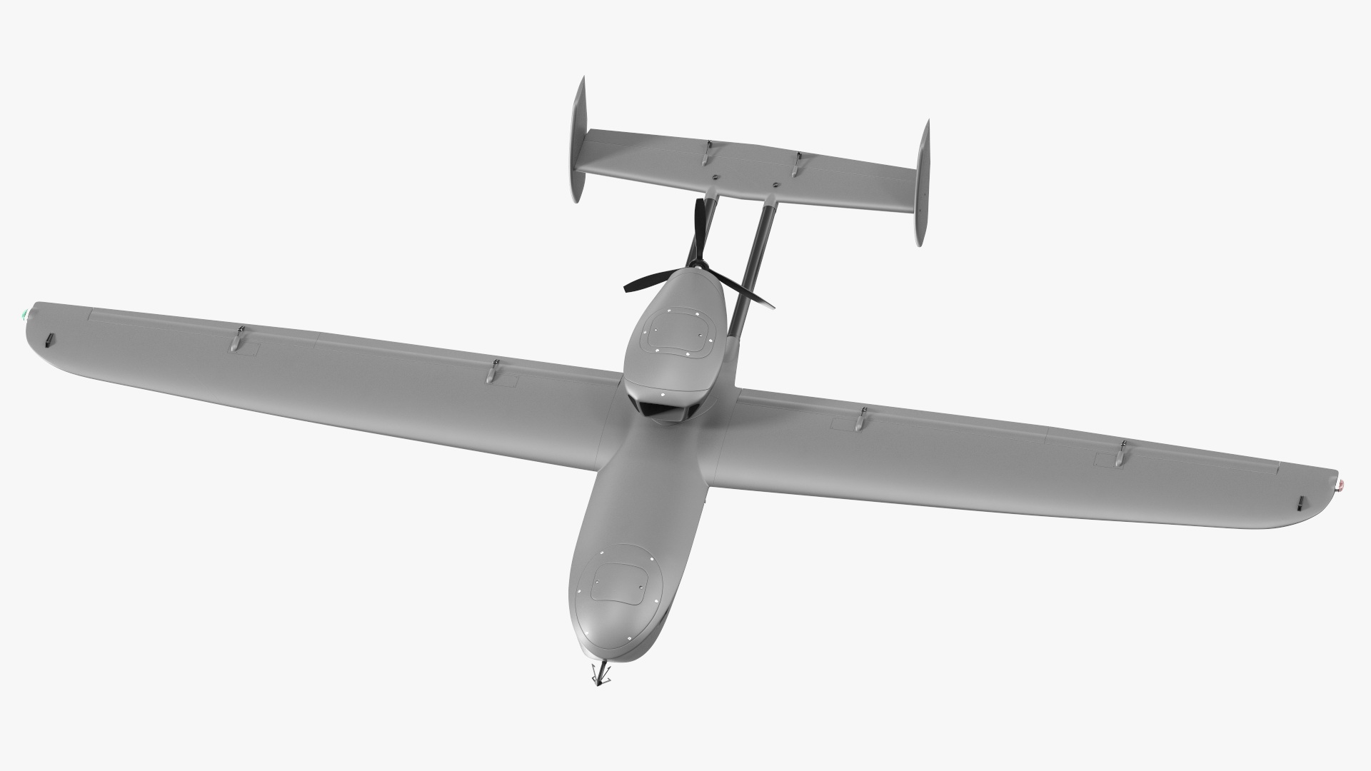 Fixed-wing Surveillance Drone Grey 3D model