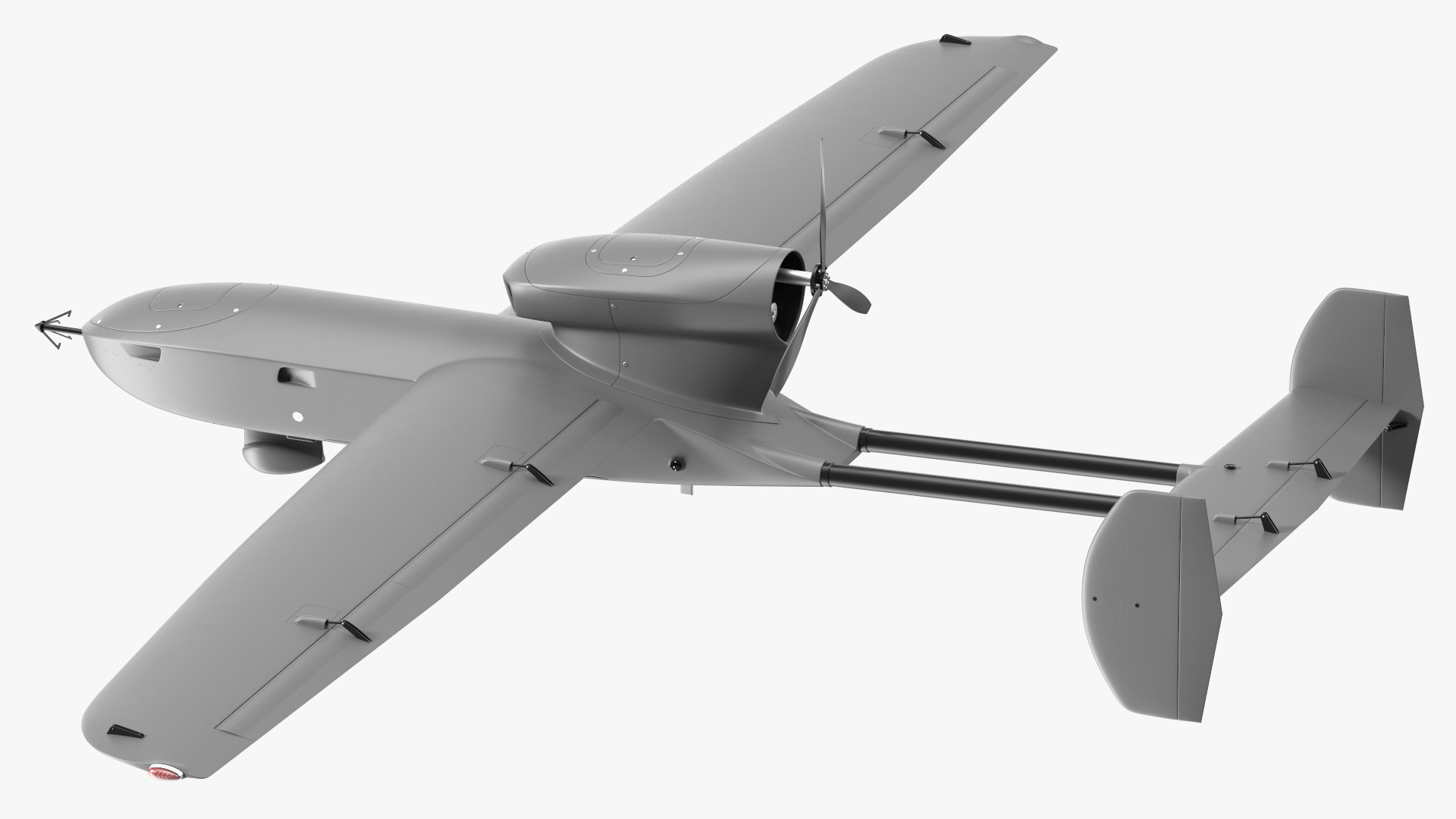 Fixed-wing Surveillance Drone Grey 3D model