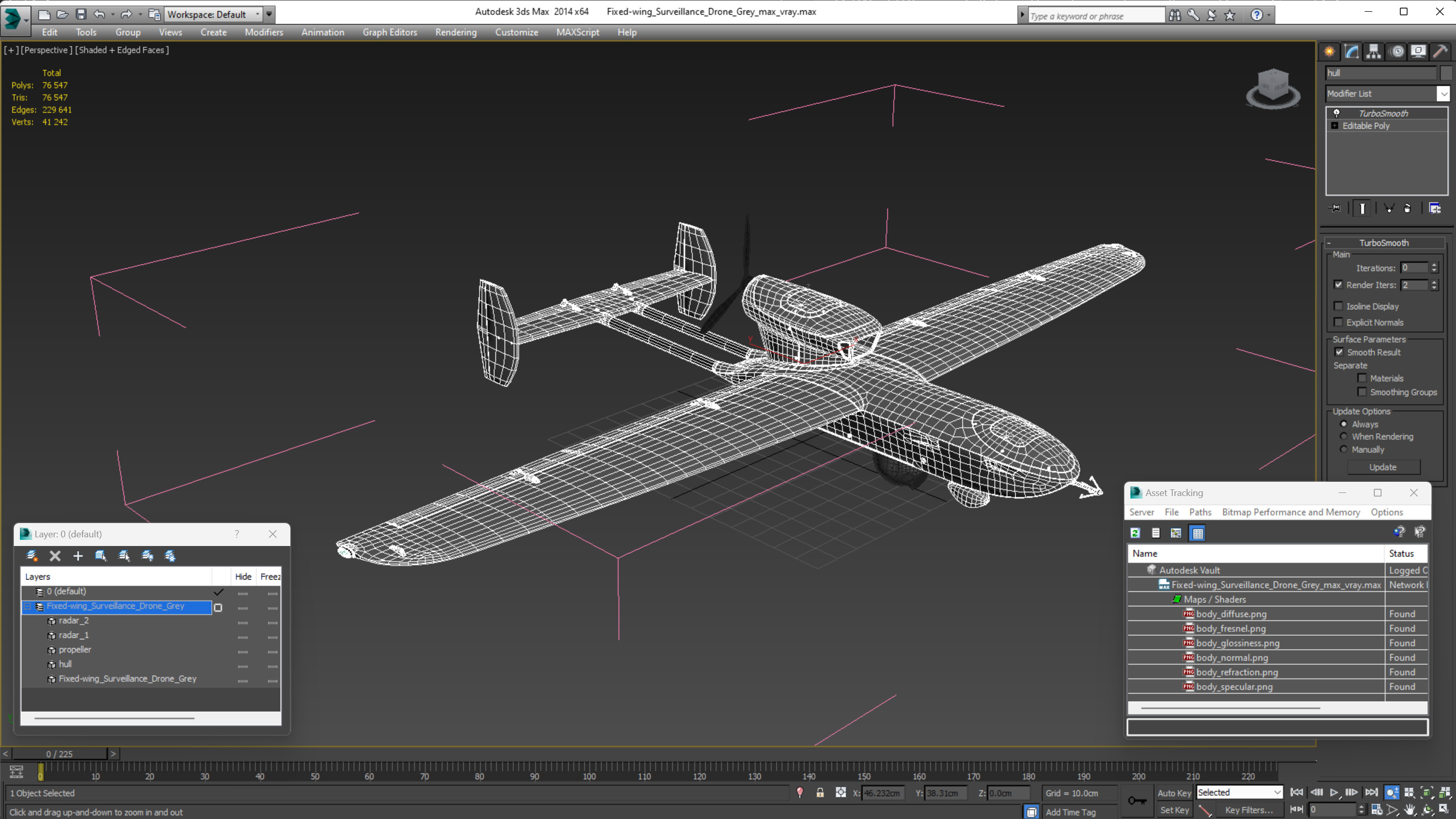 Fixed-wing Surveillance Drone Grey 3D model