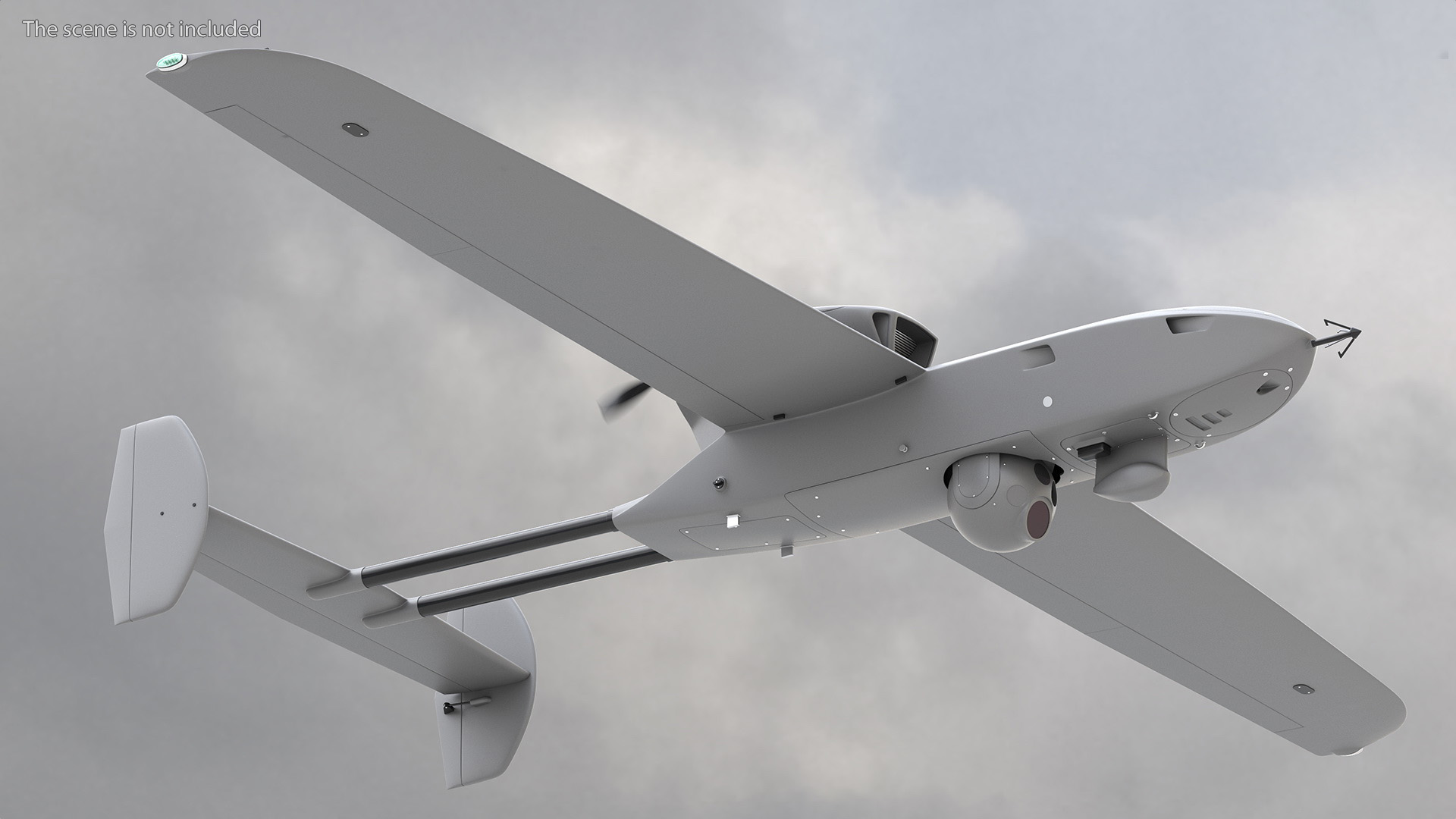 Fixed-wing Surveillance Drone Grey 3D model