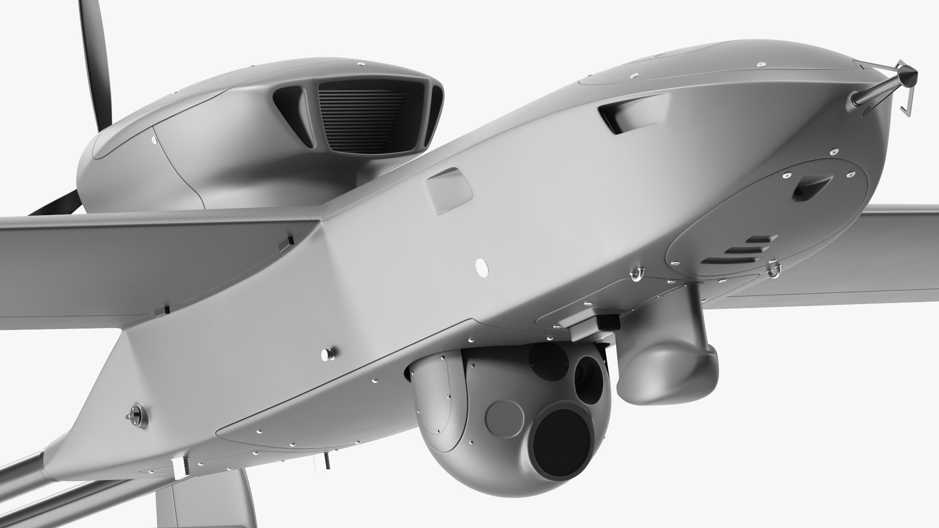 Fixed-wing Surveillance Drone Grey 3D model