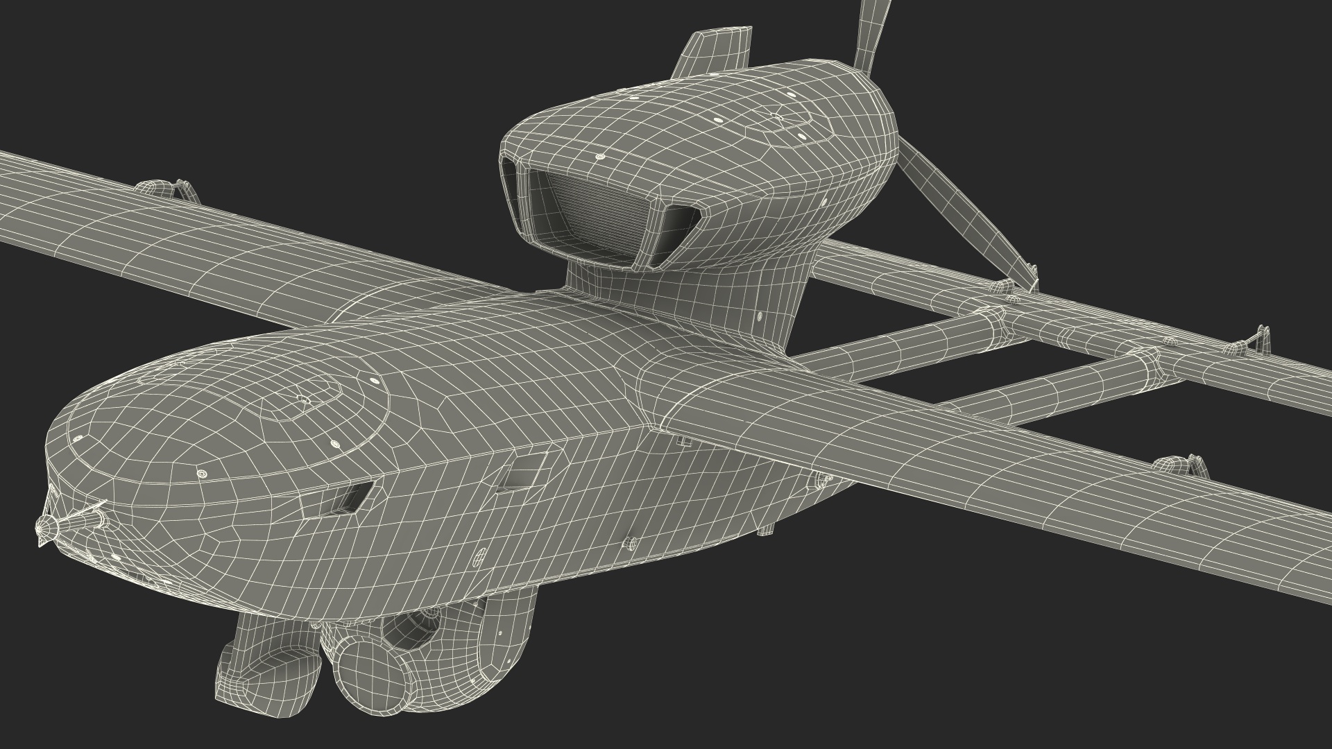 Fixed-wing Surveillance Drone Grey 3D model