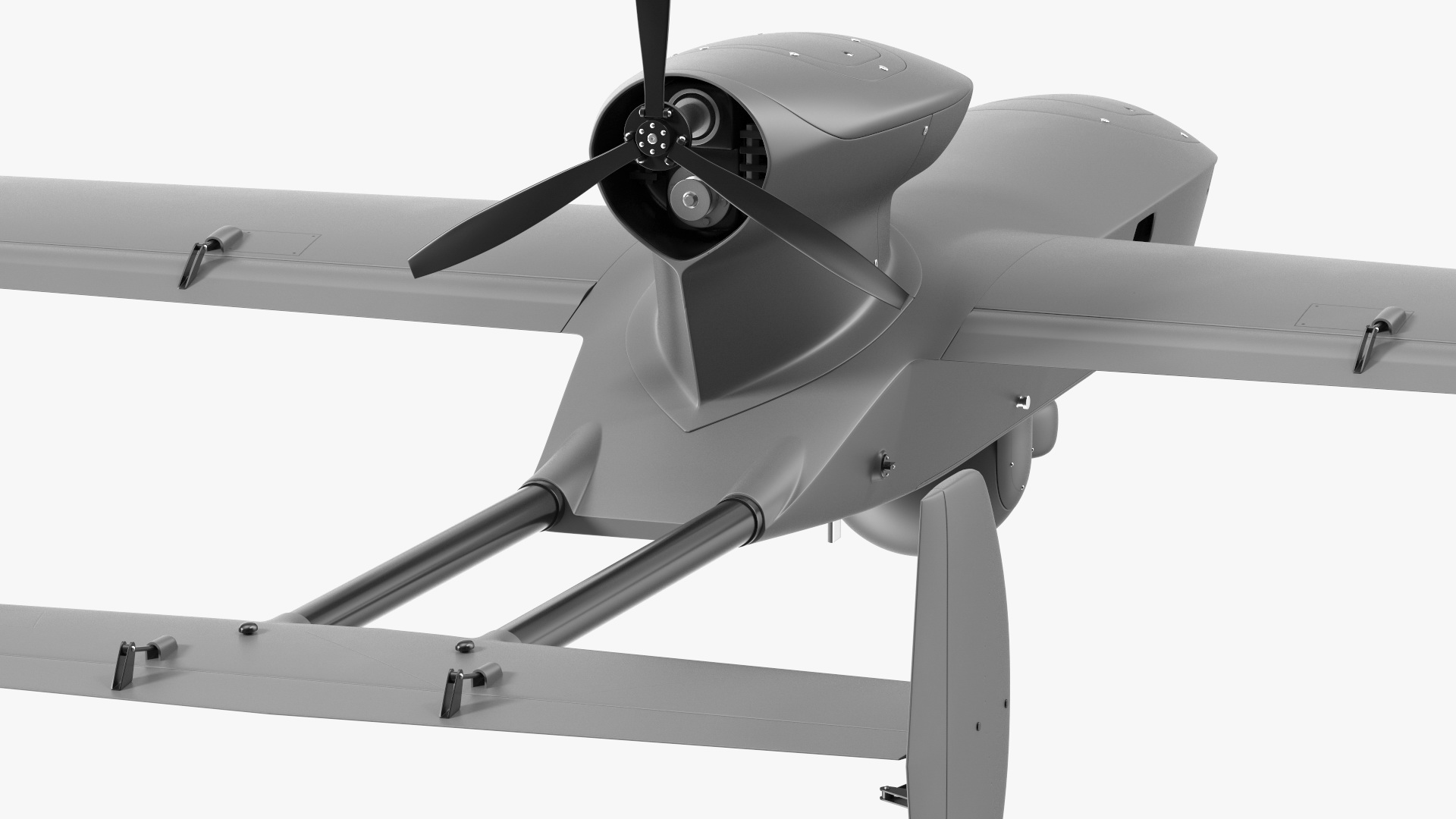 Fixed-wing Surveillance Drone Grey 3D model