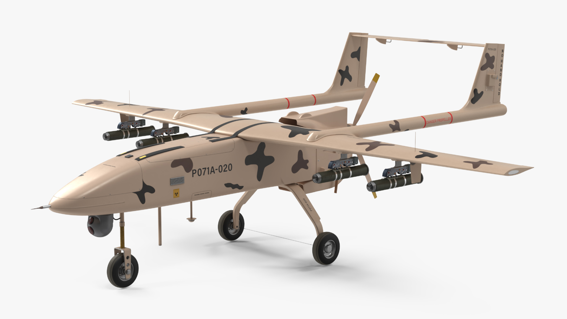 3D Camouflage Iranian Drone Mohajer-6 with Camera