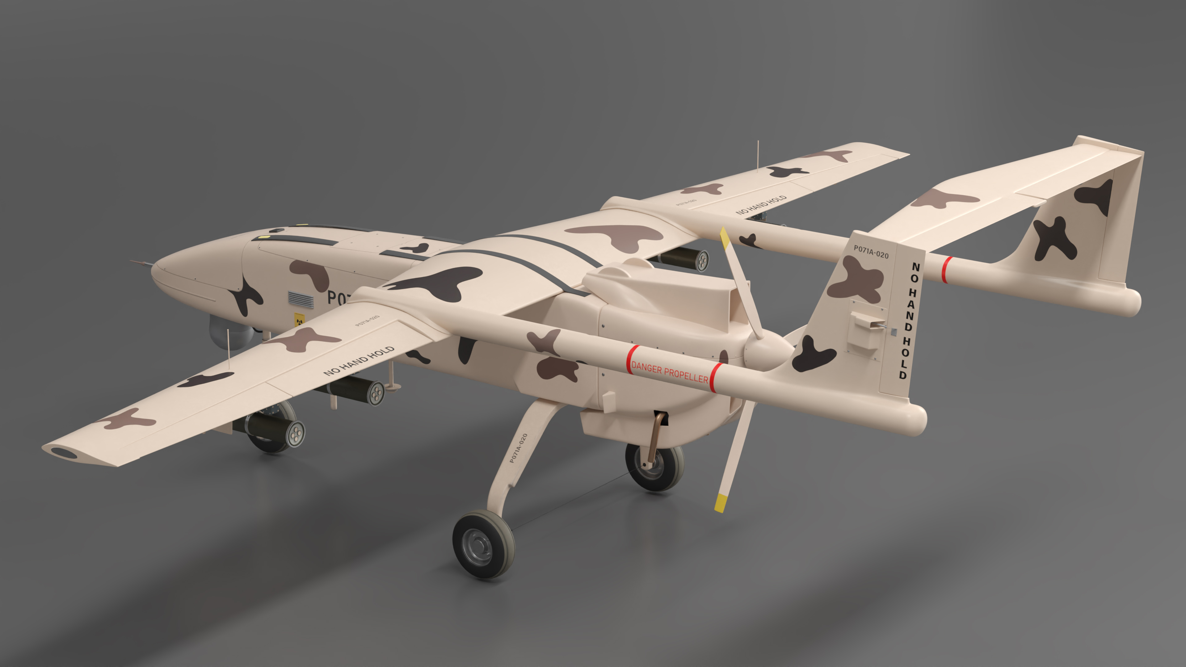 3D Camouflage Iranian Drone Mohajer-6 with Camera