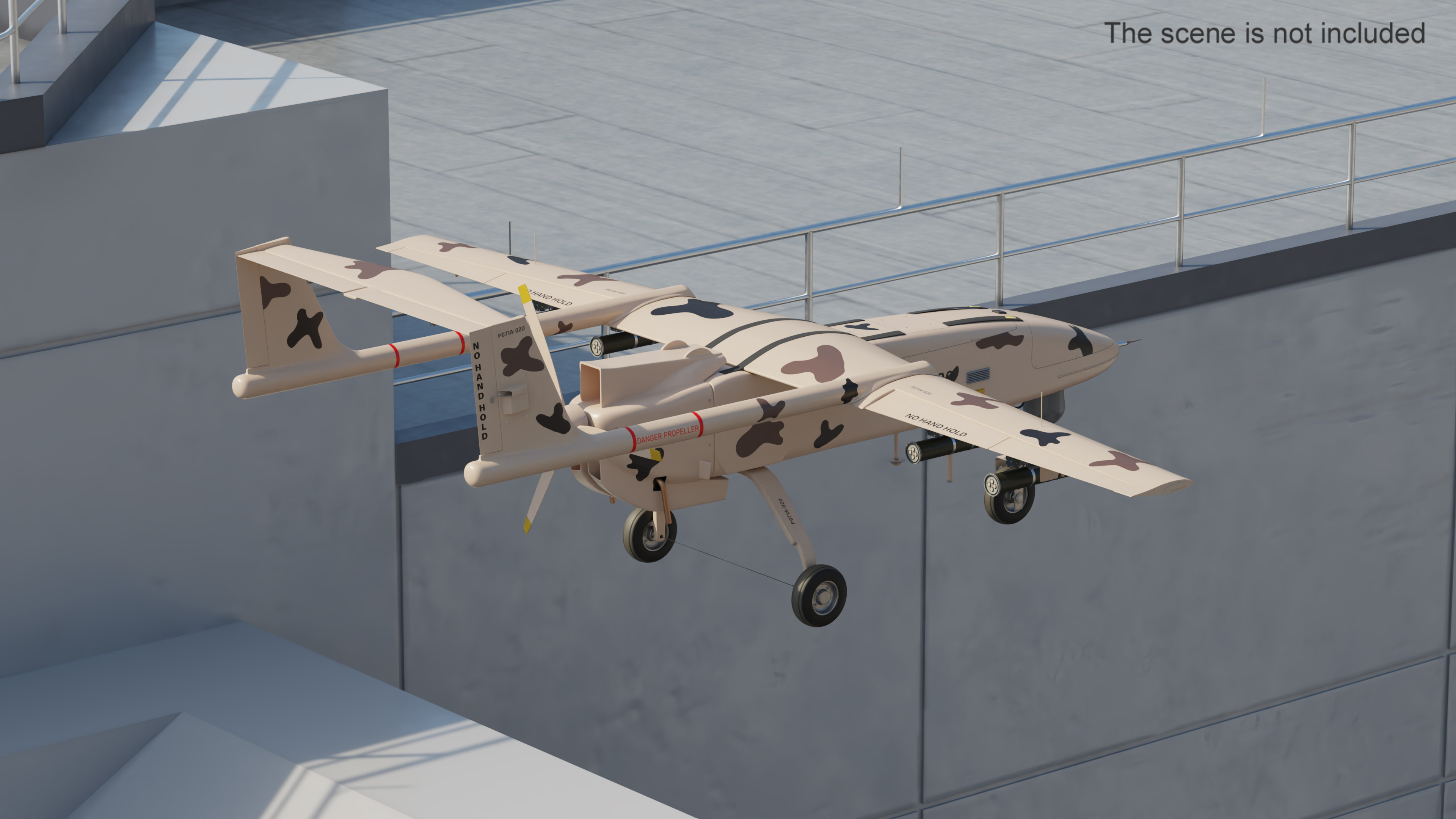 3D Camouflage Iranian Drone Mohajer-6 with Camera