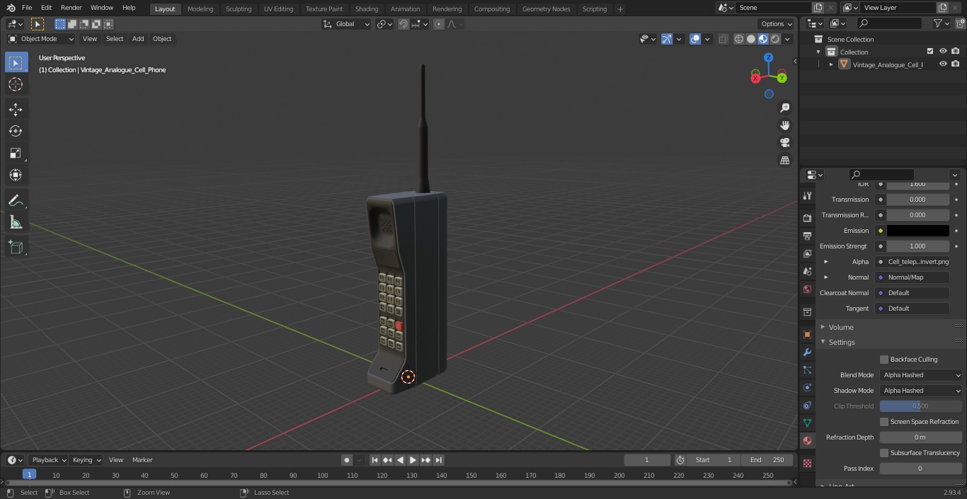 Vintage Analogue Cell Phone 3D