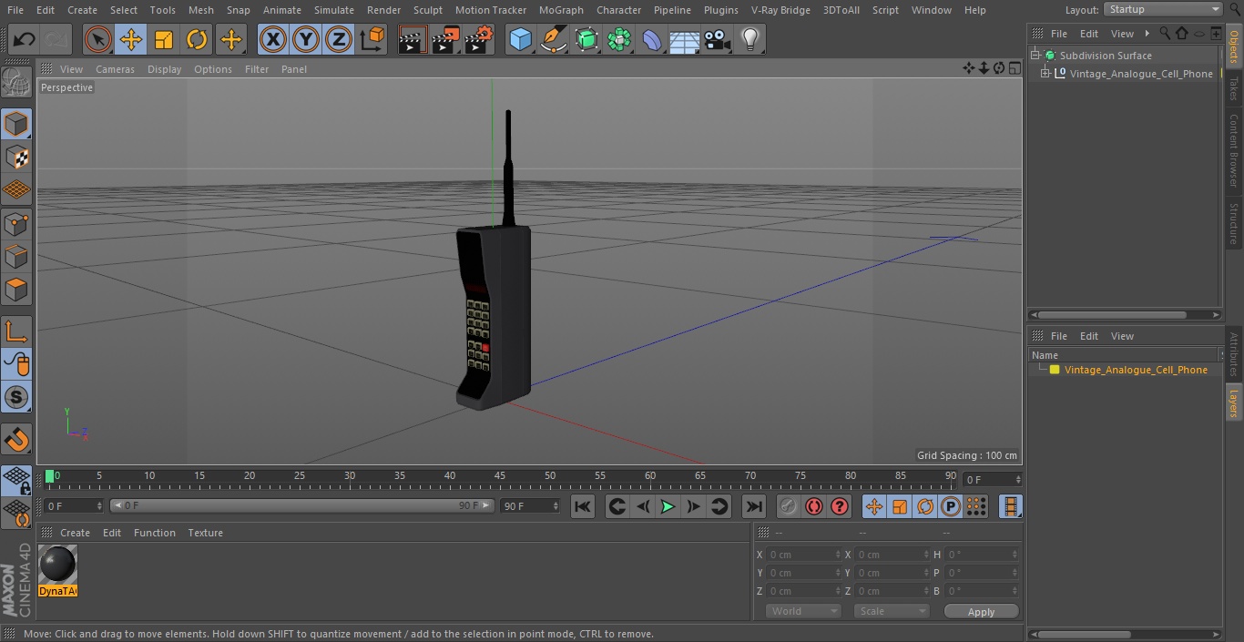 Vintage Analogue Cell Phone 3D