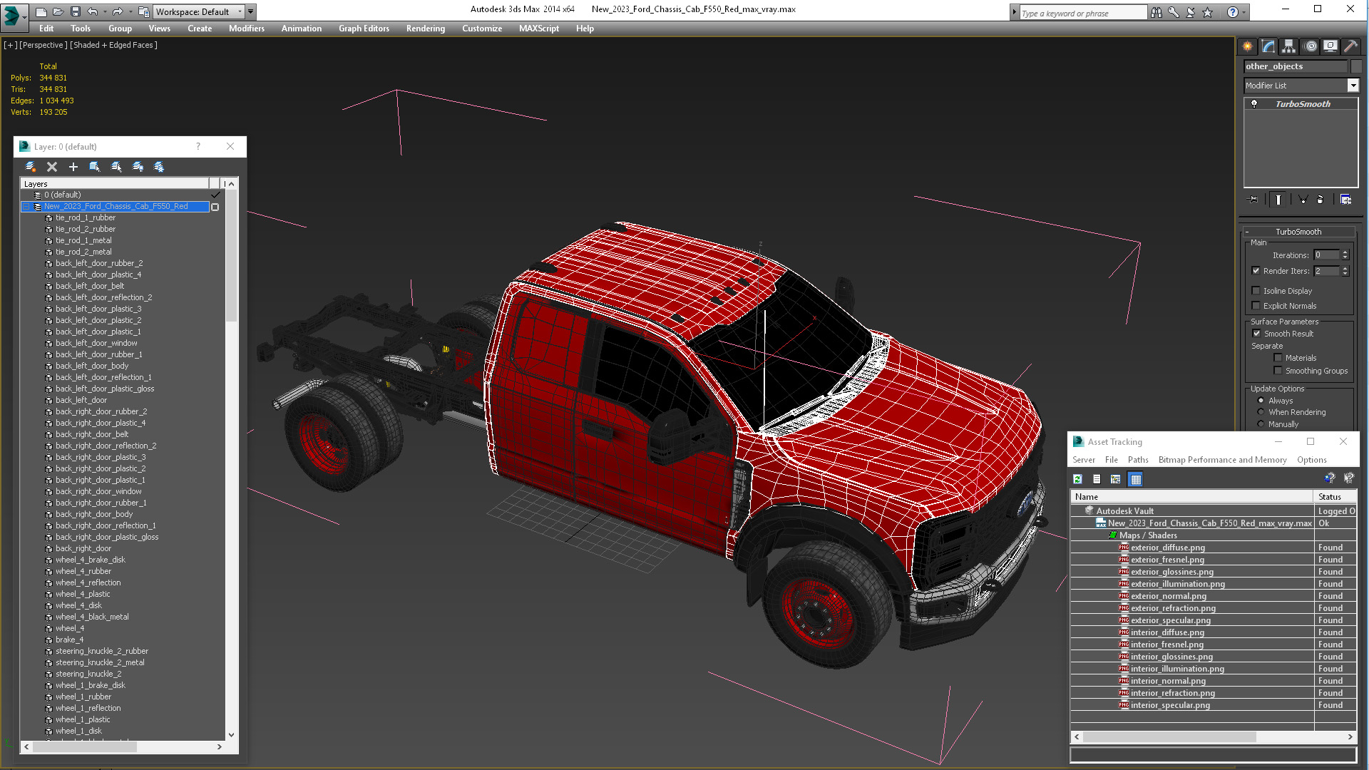 New 2023 Ford Chassis Cab F550 Red 3D model