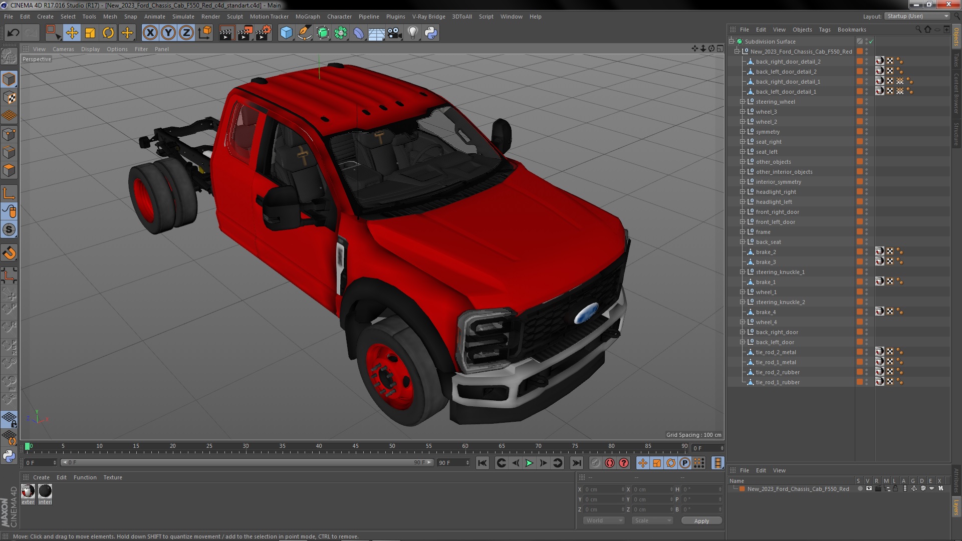 New 2023 Ford Chassis Cab F550 Red 3D model