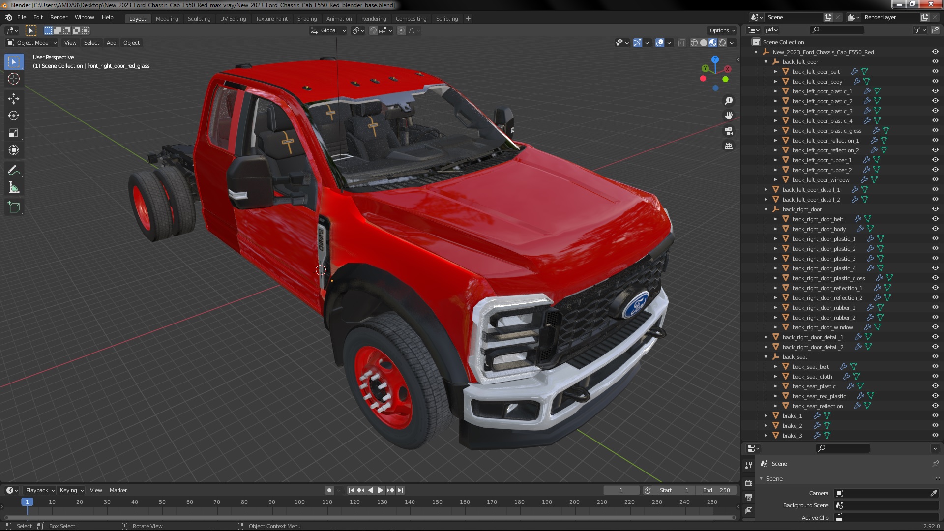 New 2023 Ford Chassis Cab F550 Red 3D model