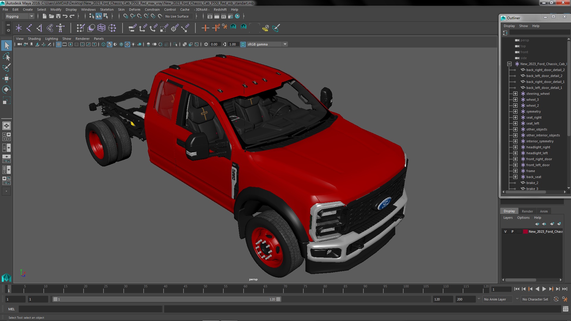 New 2023 Ford Chassis Cab F550 Red 3D model