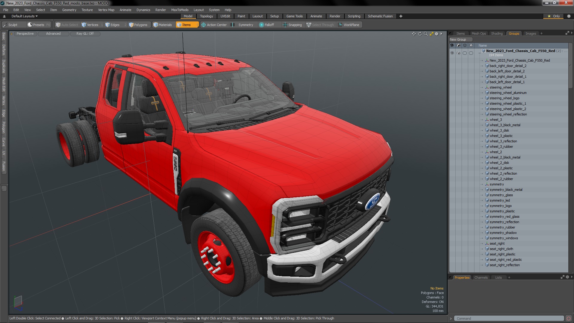 New 2023 Ford Chassis Cab F550 Red 3D model