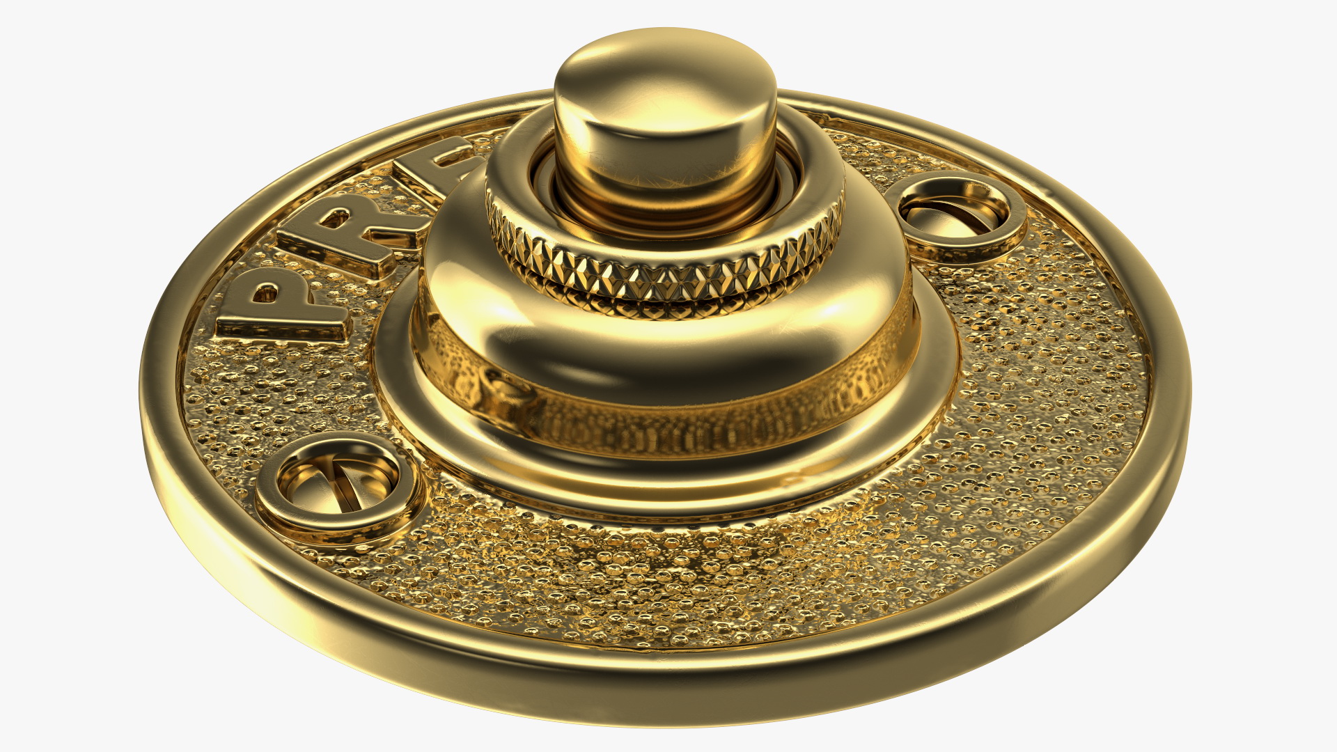 Round Bell Push Button Gold 3D