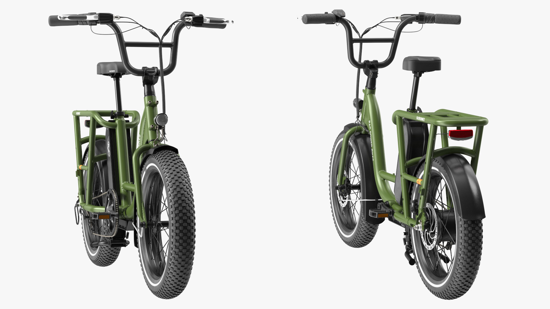 3D model Two-Wheel Electric RadRunner Bike Green Rigged for Cinema 4D