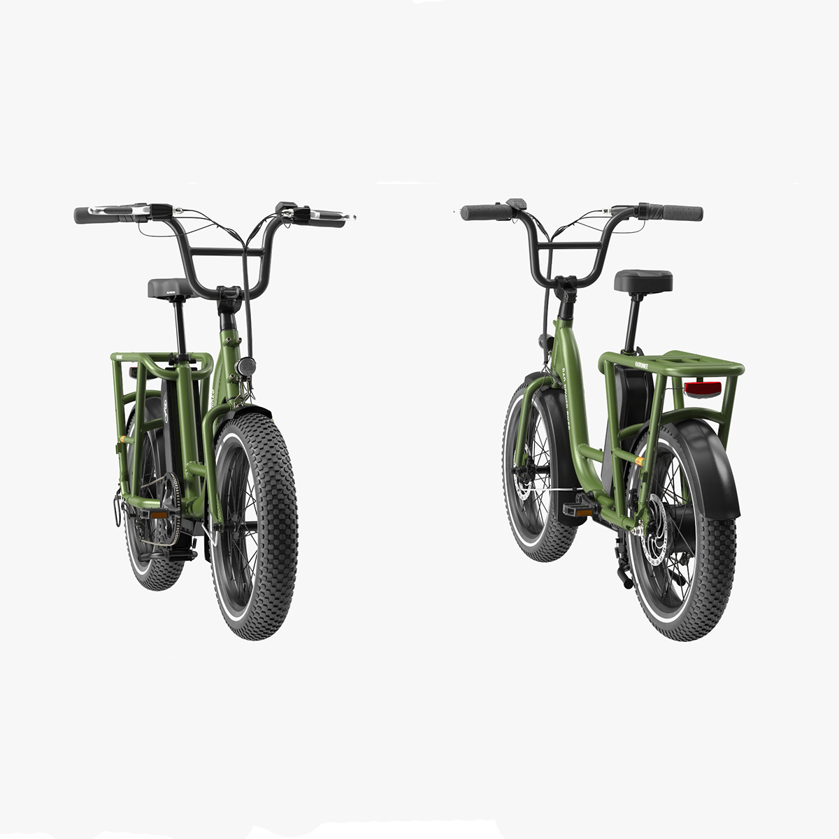 3D model Two-Wheel Electric RadRunner Bike Green Rigged for Cinema 4D