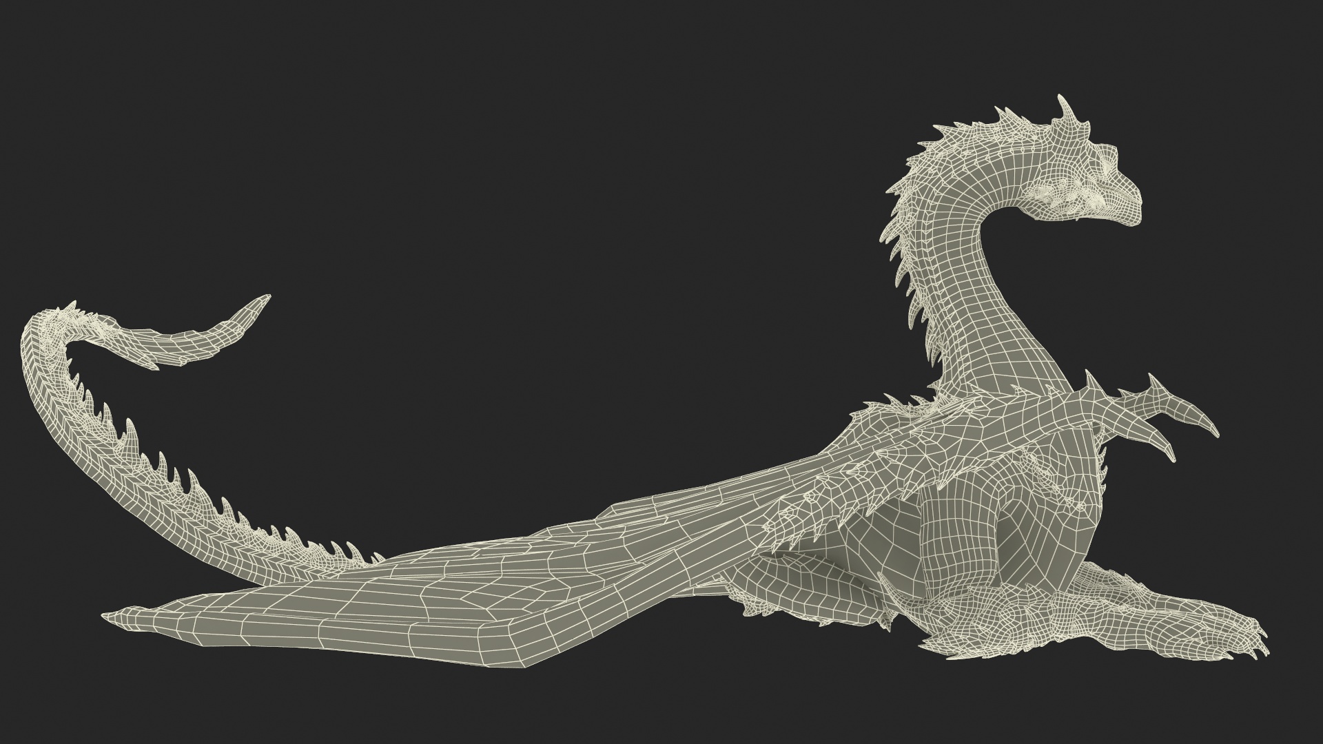 3D Sitting Fantastical Dragon