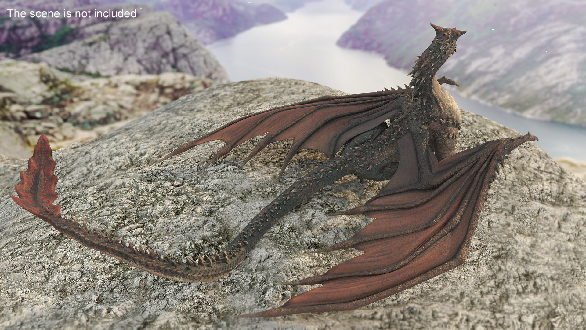 3D Sitting Fantastical Dragon