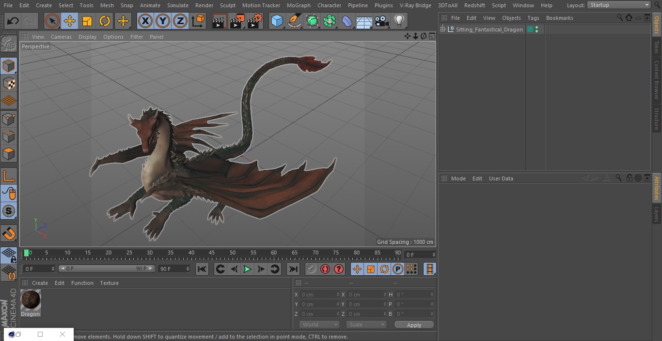 3D Sitting Fantastical Dragon