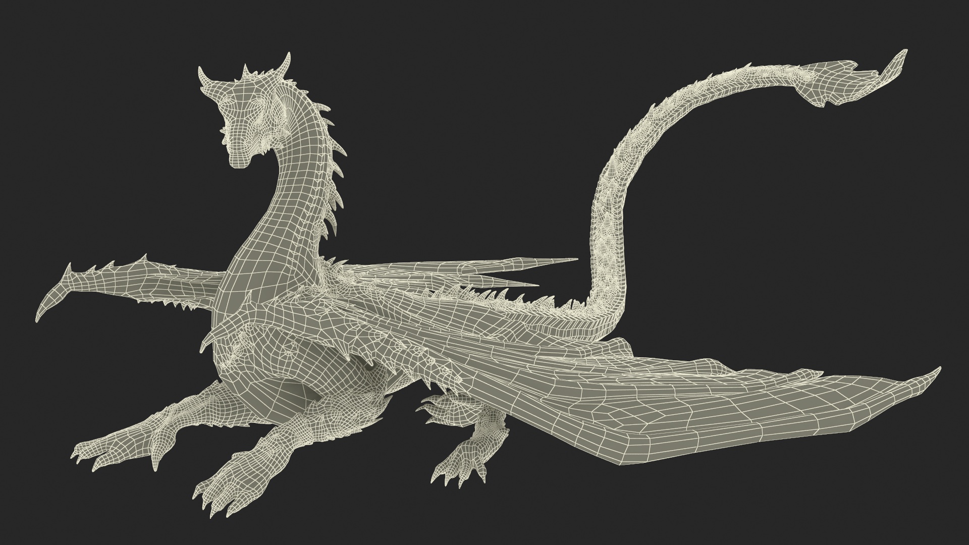 3D Sitting Fantastical Dragon