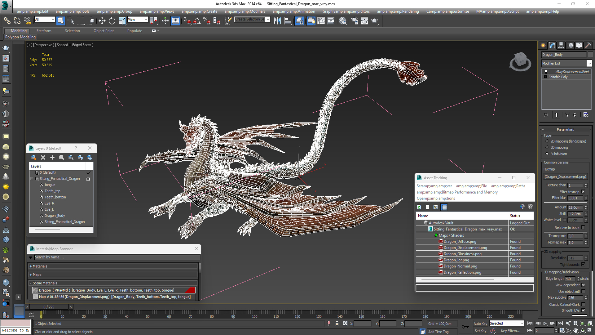 3D Sitting Fantastical Dragon