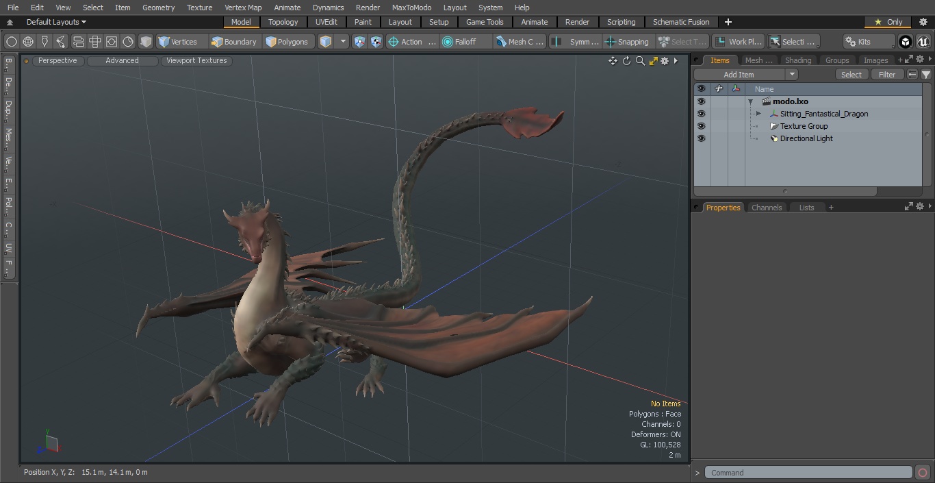 3D Sitting Fantastical Dragon