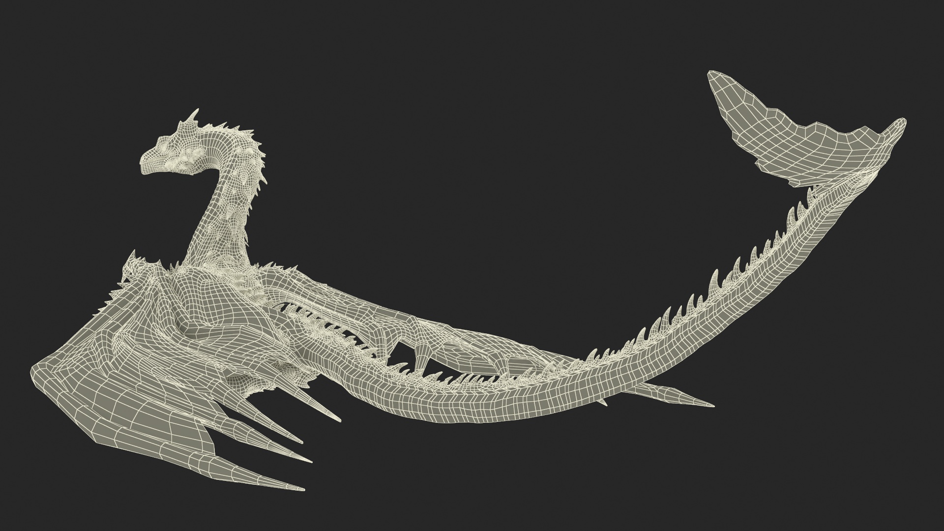 3D Sitting Fantastical Dragon