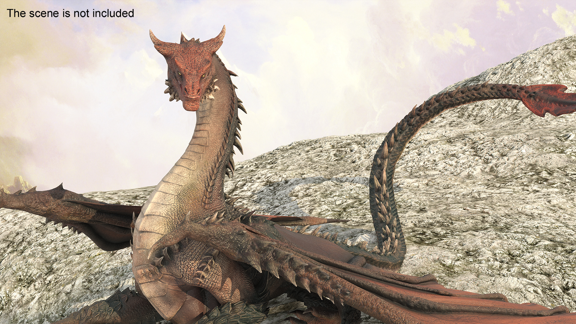 3D Sitting Fantastical Dragon